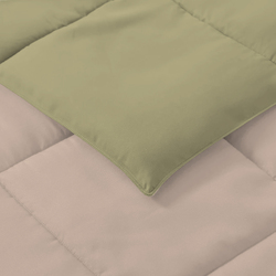 Cotton Home 3-Piece Comforter Set, 1 Reversible Comforter 220 x 240cm + 2 Pillowsham 50 x 75 + 5cm, King, Reverse Mustard/Front Dark Beige