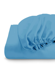 Cotton Home Super Soft Fitted Sheet, 160 x 200 + 30cm, Blue