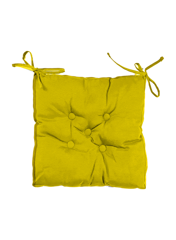 Cotton Home Quilted Chair Pad, 40 x 40cm, Yellow