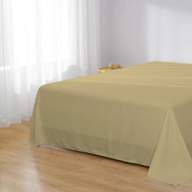 Cotton Home Super Soft Flat Sheet, 240 x 260cm, Super King, Mustard