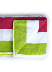 Cotton Home 100% Cotton Multistrip Reversible Wave Pool Towel, 90 x 180cm, Lime/Blush