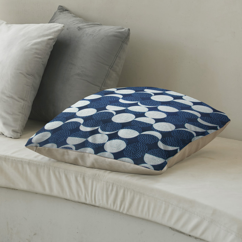 Cotton Home Filled Digital Cushion, 45 x 45cm, D-1945, Blue/White