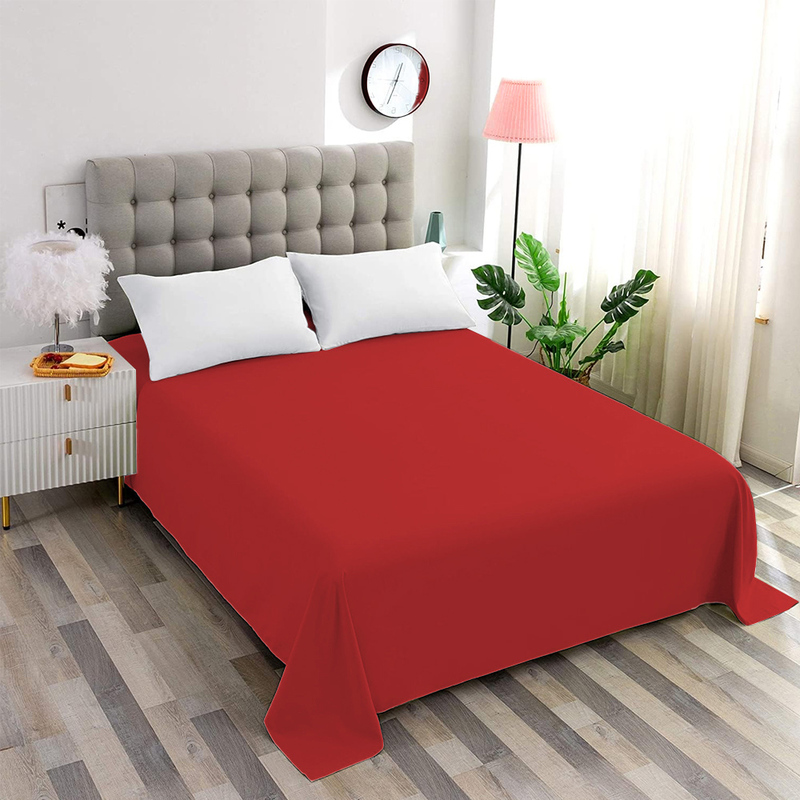 Cotton Home 100% Cotton Flat Sheet, 240x260cm, Red