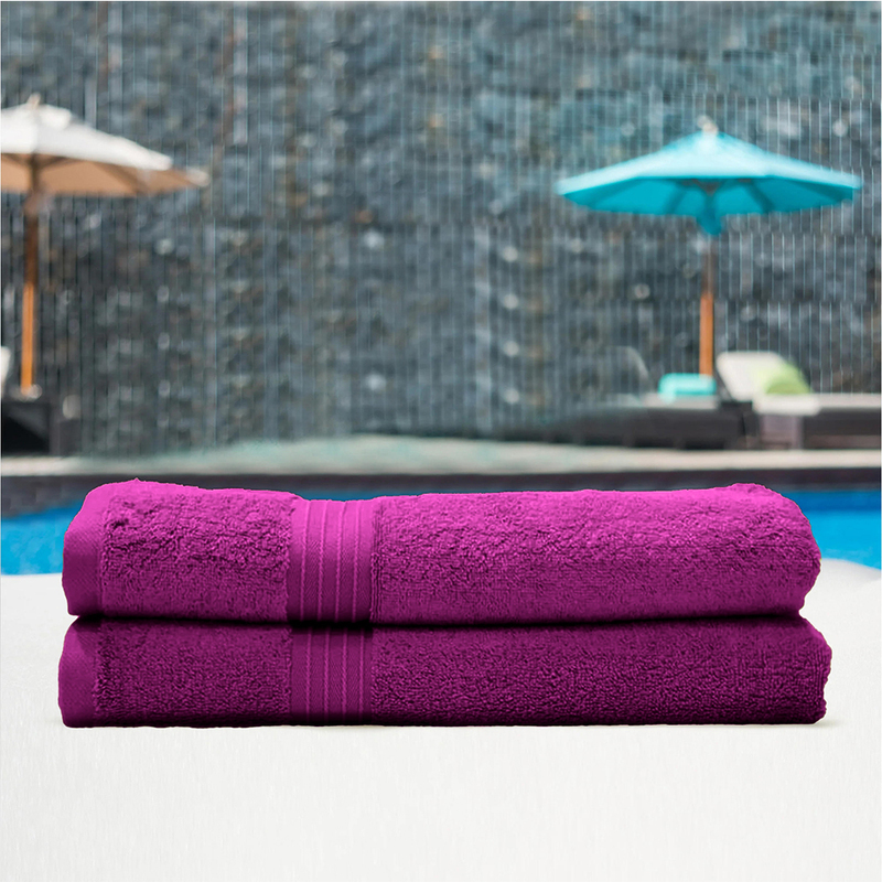 Cotton Home 2-Piece 100% Cotton Bath Towel Set, 70 x 140cm, Purple