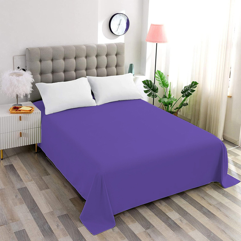 Cotton Home Flat Sheet 100% Cotton, 200 x 240cm, Purple