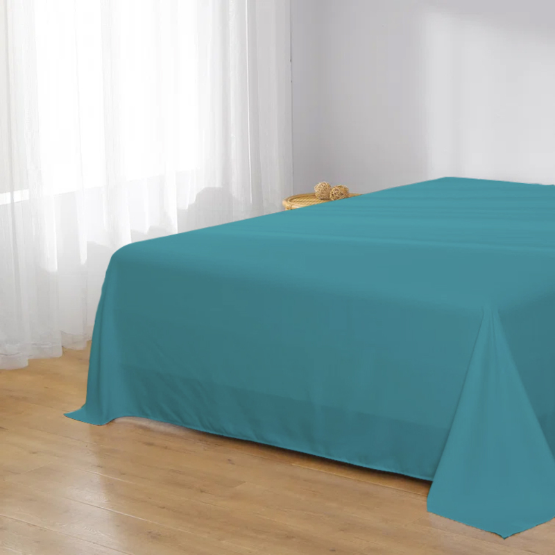 Cotton Home Super Soft Flat Sheet, 160 x 220cm, Single, Teal