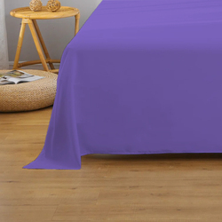 Cotton Home Super Soft Flat Sheet, 160 x 220cm, Single, Violet