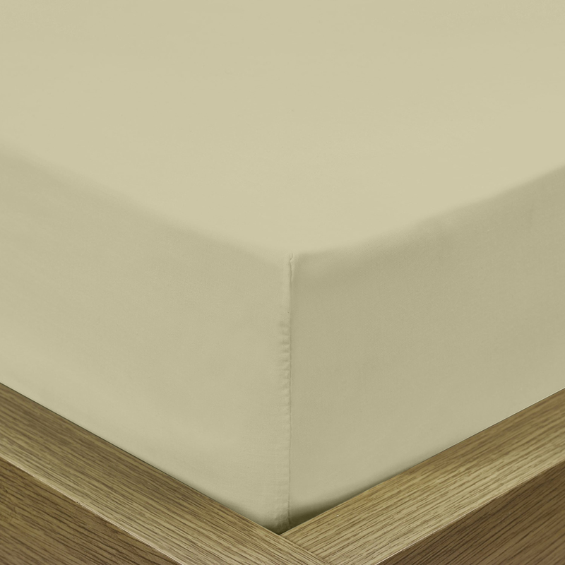 Cotton Home Super Soft Fitted Sheet, 200 x 200 + 30cm, Beige Dk