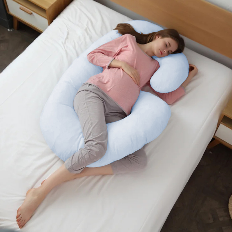 Cotton Home Pregnancy Pillow, 80 x 130cm, Blue