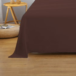 Cotton Home Super Soft Flat Sheet, 240 x 260cm, Super King, Chocolate Brown
