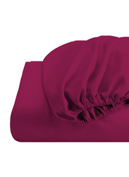 Cotton Home Super Soft Fitted Sheet, 200 x 200 + 30cm, Burgundy