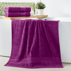 Cotton Home 2-Piece 100% Cotton Bath Towel Set, 70 x 140cm, Purple