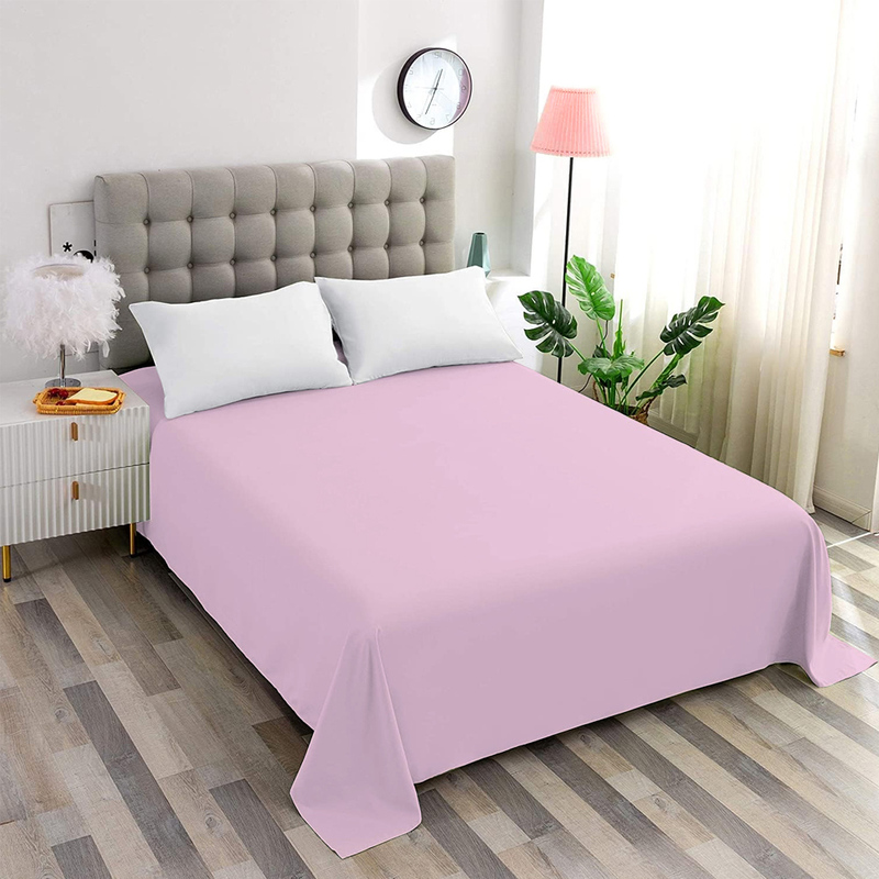 Cotton Home Flat Sheet 100% Cotton, 160 x 220 cm, Baby Pink