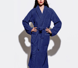 Cotton Home Bathrobe with Pockets Terry, Blue