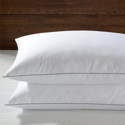 Cotton Home Comfort Pillow with Grey Cord, 50 x 75cm, White