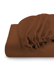 Cotton Home Super Soft Fitted Sheet, 160 x 200 + 30cm, Chocolate Brown
