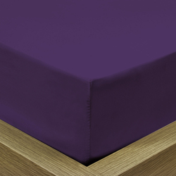 Cotton Home Super Soft Percale Weave Plain Fitted Sheet, 90 x 190 + 20cm, Dark Purple