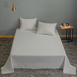 Cotton Home 3-Piece Flat Sheet Set, 1 Flat Sheet + 2 Pillow Case, Queen, Grey