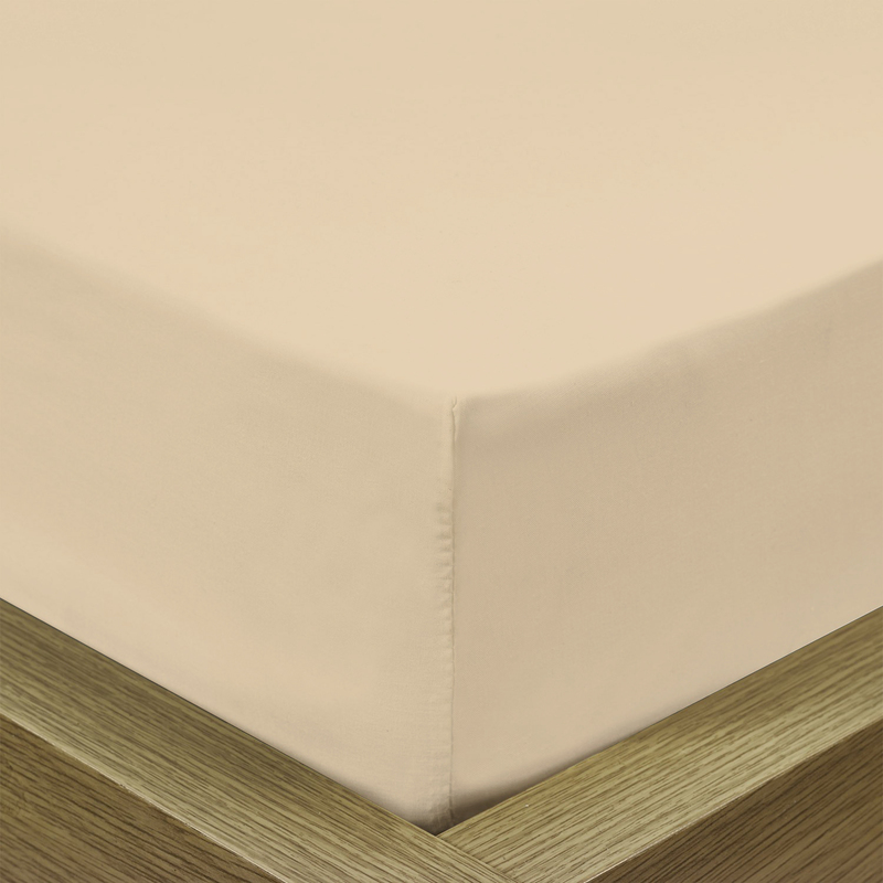 Cotton Home Super Soft Fitted Sheet, 200 x 200 + 30cm, Stone Beige