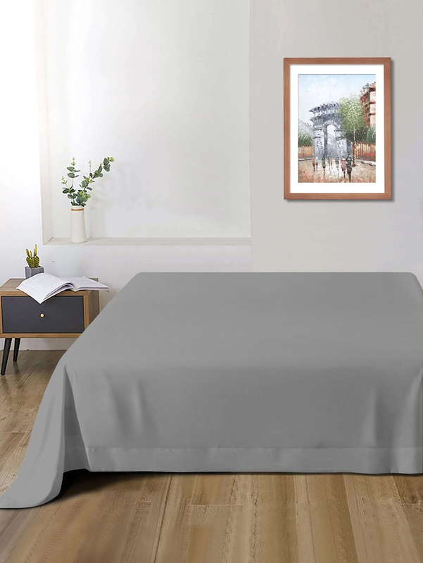 Cotton Home Super Soft Flat Sheet, 160 x 220cm, Single, Silver