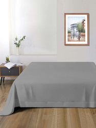 Cotton Home Super Soft Flat Sheet, 160 x 220cm, Single, Silver