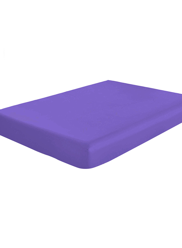 Cotton Home Super Soft Fitted Sheet, 200 x 200 + 30cm, Violet