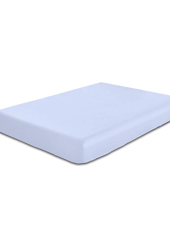 Cotton Home Super Soft Fitted Sheet, 180 x 200 + 30cm, Sky Blue