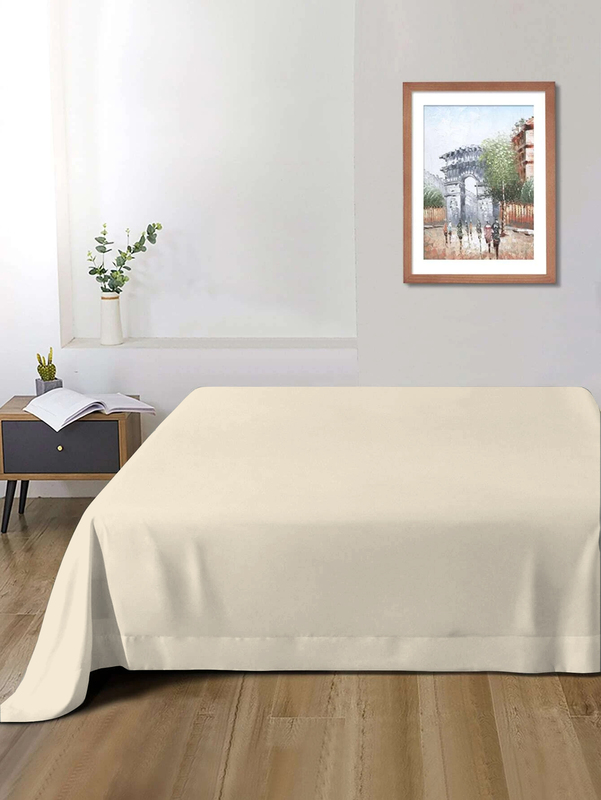 Cotton Home Super Soft Flat Sheet, 240 x 260cm, Super King, Ivory