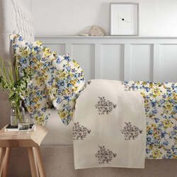 Cotton Home 3-Piece 100% Cotton Sateen 225T Floral Eraya Comforter Set, 1 Single Comforter 160x220cm + 2 Pillowcase 50x75+15cm, Light Yellow