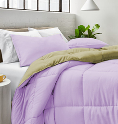Cotton Home 3-Piece Comforter Set, 1 Reversible Comforter 220 x 240cm + 2 Pillowsham 50 x 75 + 5cm, King, Reverse Mustard/Front Sky