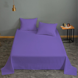Cotton Home 3-Piece Flat Sheet Set, 1 Flat Sheet + 2 Pillow Case, Single, Violet
