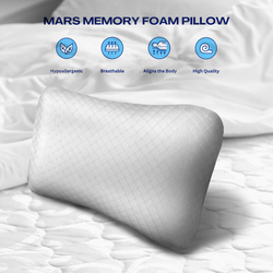 Cotton Home Mars Smooth Memory Foam Pillow, White