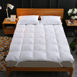 Cotton Home 3-Piece Geometric Mattress Topper Set, 1 Mattress Topper + 2 Pillow Covers, 90 x 200 + 8cm, White/Grey