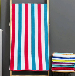 Cotton Home 100% Cotton Multistrip Reversible Wave Pool Towel, 90 x 180cm, Turquoise/Dark Pink