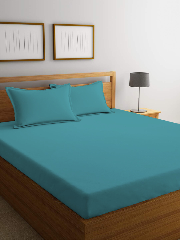 Cotton Home 3-Piece Super Soft Fitted Sheet Set, 1 Fitted Sheet + 2 Pillow Case, Queen, Teal