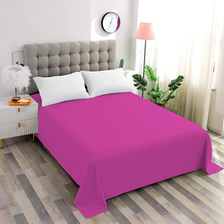 Cotton Home Flat Sheet 100% Cotton, 160 x 220 cm, Fuchsia