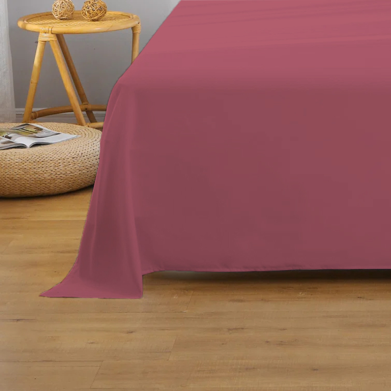 Cotton Home Super Soft Flat Sheet, 160 x 220cm, Single, Muave