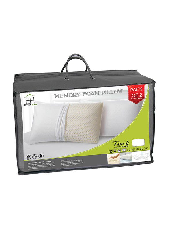 Cotton Home 2-Piece Rest Memory Foam Pillow, 60x40+10cm, Grey