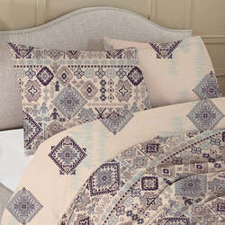 Cotton Home 3-Piece 100% Cotton Sateen 225T Ethnic Printed Comforter Set, 1 King Comforter 240x260 + 2 Pillowcase 50x75+15cm, Brown