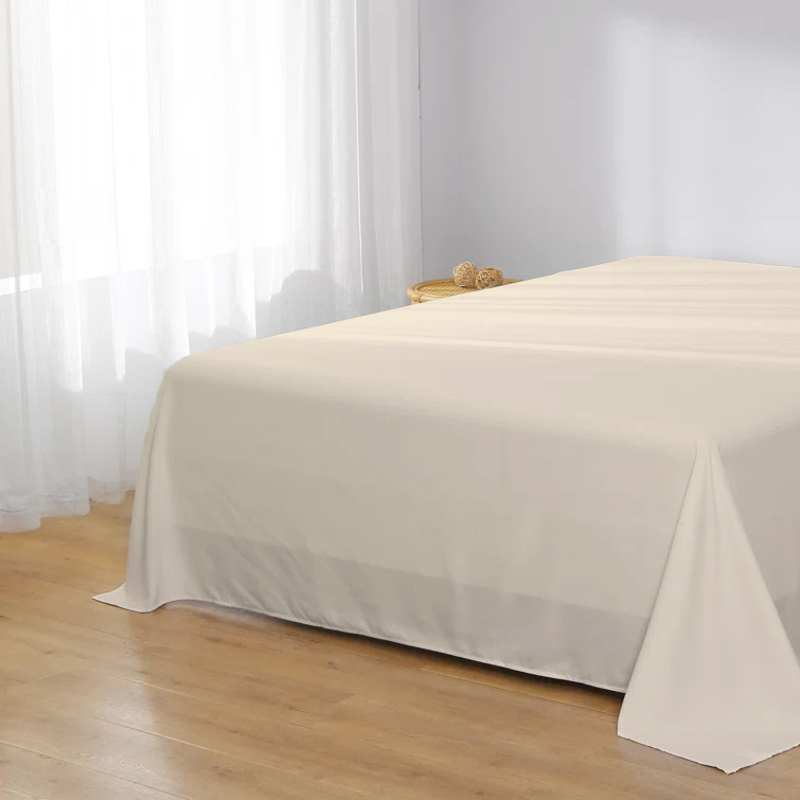 Cotton Home Super Soft Flat Sheet, 160 x 220cm, Single, Ivory