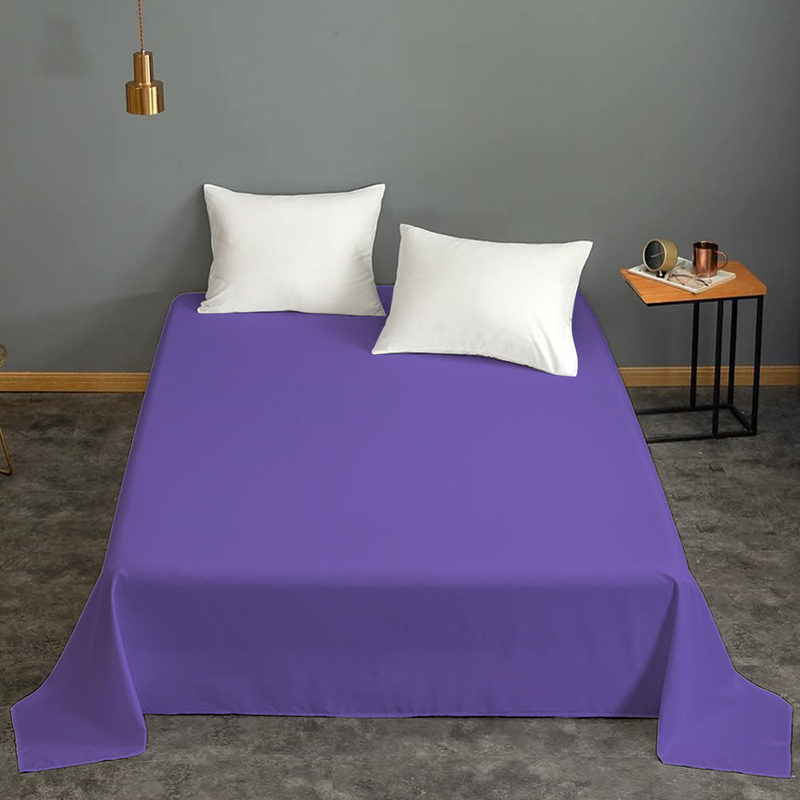 Cotton Home 100% Cotton Flat Sheet, 220x240cm, Purple
