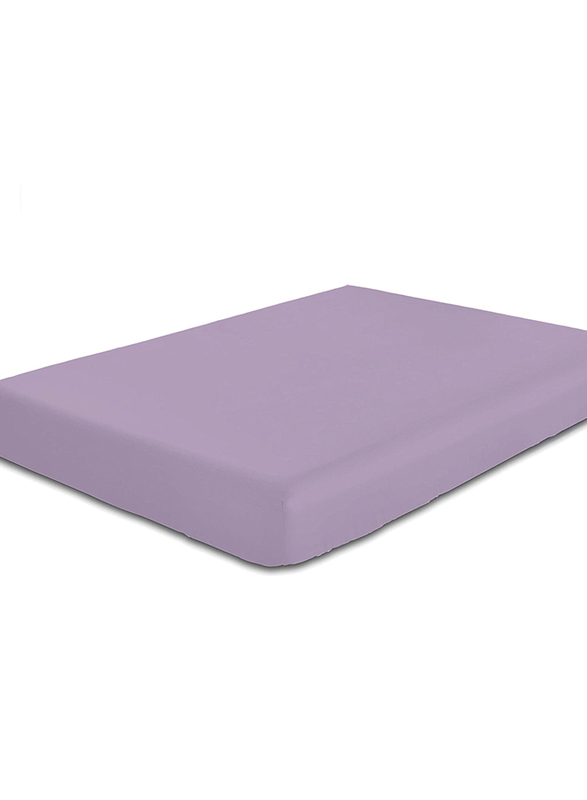 Cotton Home Super Soft Fitted Sheet, 180 x 200 + 30cm, Light Purple