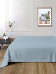 Cotton Home Super Soft Flat Sheet, 160 x 220cm, Single, Metallic Blue