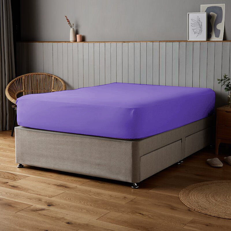 

Cotton Home 100% Cotton Fitted Sheet, Purple