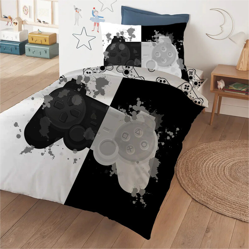 

Cotton Home 3-Pieces Joystick Duvet Cover Set for Kids, 135 x 220cm, Printed