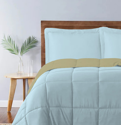 Cotton Home 3-Piece Comforter Set, 1 Reversible Comforter 220 x 240cm + 2 Pillowsham 50 x 75 + 5cm, King, Reverse Mustard/Front Dark Bordo