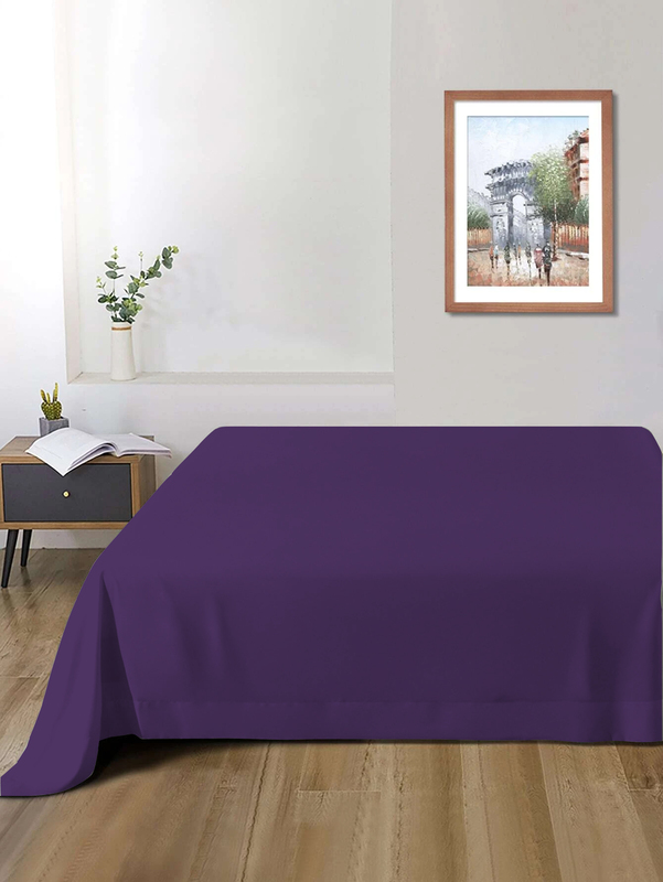 Cotton Home Super Soft Flat Sheet, 200 x 220cm, Queen, Dark Purple