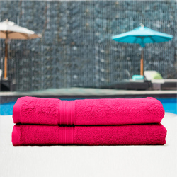 Cotton Home 2-Piece 100% Cotton Bath Towel Set, 70 x 140cm, Fuschia Pink