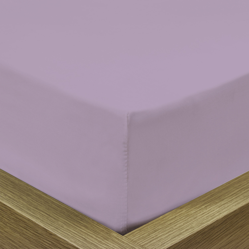 Cotton Home Super Soft Percale Weave Plain Fitted Sheet, 120 x 200 + 25cm, Purple