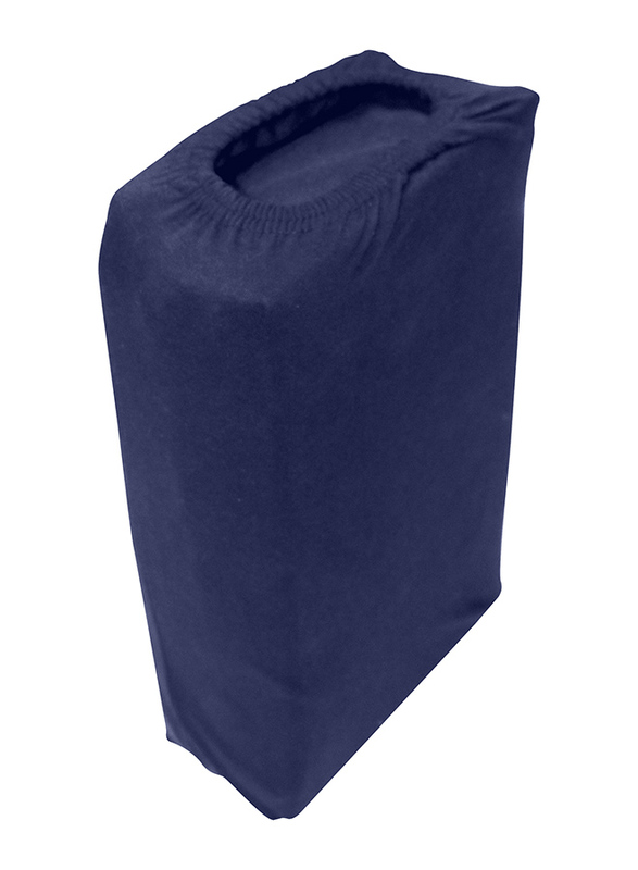 Cotton Home 3-Piece Jersey Fitted Sheet Set, 1 Fitted Sheet 200 x 200 x 30 + 2 Pillow Case 48 x 74 x 12cm, Super King, Navy Blue